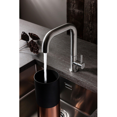 Crosswater Tube mitigeur de cuisine monocommande avec bec plat orientable inox brossé
