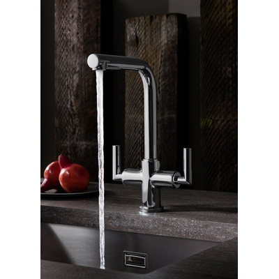 Crosswater Tropic mitigeur de cuisine à deux poignées avec bec pivotant chrome
