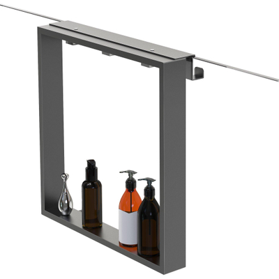 Fortifura Galeria schap met 4 haken - voor douchewand - 50x50x6.5cm - gunmetal SHOWROOMMODEL