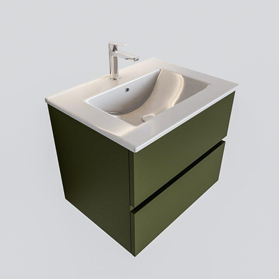 Mondiaz VICA Meuble Army avec 2 tiroirs 60x50x45cm vasque lavabo Denia centre 1 trou de robinet