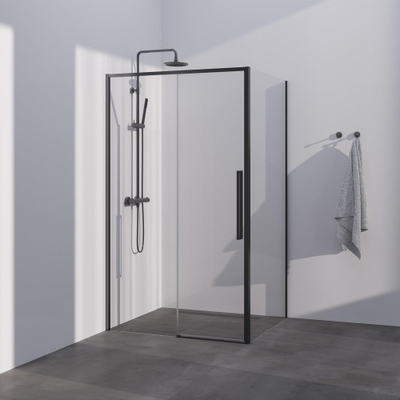 BRAUER Season cabine de douche - 120x80x200cm - porte coulissante - verre clair - réversible - revêtement en verre - Gunmetal
