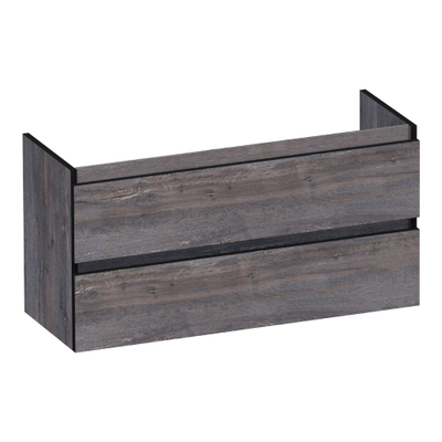 BRAUER Joy Edge wastafelonderkast ondiep 100 2 softclose lades - greeploos - 1 sifon uitsparing - Driftwood