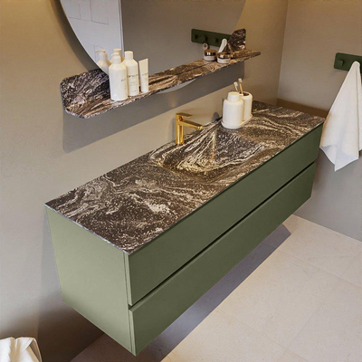 Mondiaz VICA-DLUX Ensemble de meuble de salle de bain - 150cm - meuble sous-vasque armée - 2 tiroirs - lavabo encastré nuage milieu - 1 trou de robinet - version haute de 60cm - lave