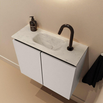MONDIAZ TURE-DLUX meuble WC 60 cm Linen. EDEN lavabo Opalo position milieu. Avec 1 trou de robinet.