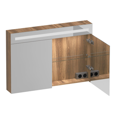 BRAUER Promise Deluxe spiegelkast - 100x70x15cm - met verlichting - 2 dubbelzijdige spiegeldeuren - Honey