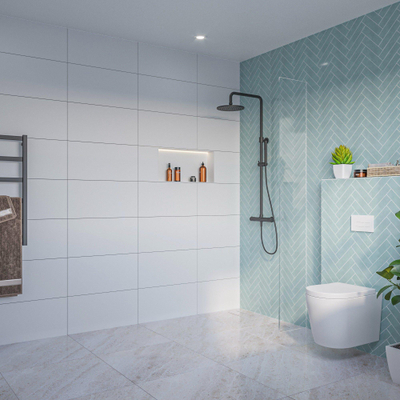 FugaFlow Eccelente Vetro Douche à l'italienne - verre clair - 180x200cm - 8mm - nano - profil encastré aveugle