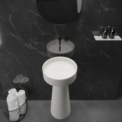 Ideavit SolidFloat Lavabo - sur pied - rond - 87x40x15cm - solid surface - blanc mat