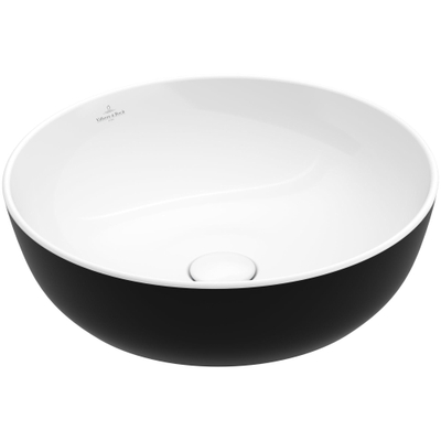 Villeroy & Boch Artis opzet wastafel - 43cm - zonder kraangat c plus - Coal Black (glans zwart)