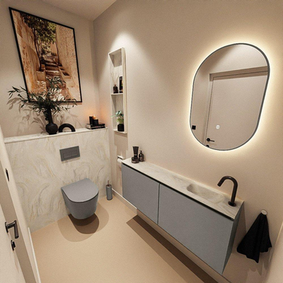 MONDIAZ TURE-DLUX 120cm toiletmeubel Smoke. EDEN wastafel Ostra positie rechts. Met 1 kraangat.