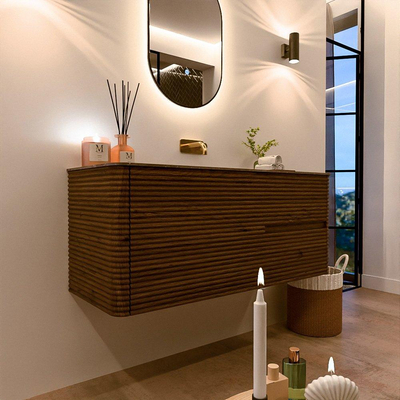 Mondiaz CIRO-DLUX Badkamermeubelset - 120x45x50cm - Solid surface wastafel Oza - 1 wasbak Midden - zonder kraangaten - 2 lades - Dusk