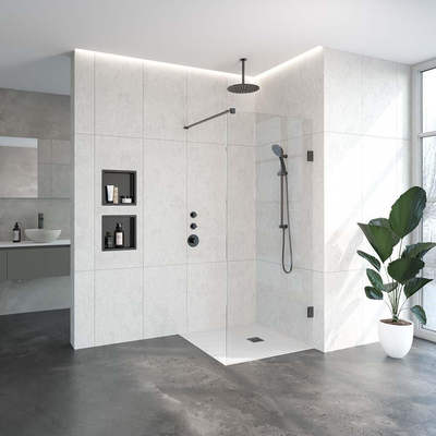 BRAUER Void inloopdouche helder glas 90x200 incl. glascoating PVD gunmetal geborsteld