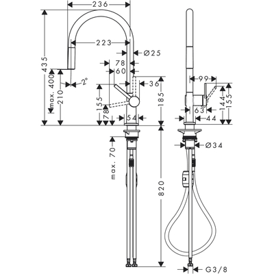 Hansgrohe Talis M54 Keukenmengkraan - uittrekbare handdouche 1- straalsoort - zwart mat