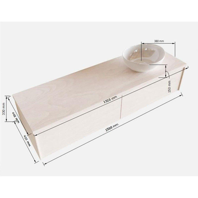 MONDIAZ LUSH Badkamermeubelset - 150cm - 2 lades - wastafel BARCO - wasbak rechts - 1 kraangat - antracite