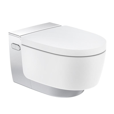 Geberit AquaClean Mera Comfort douche-wc – verwarmde zitting & föhn – met wandbediening – wit, designafdekking chroom