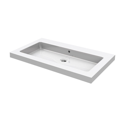 Wiesbaden Kera Wastafel enkel - zonder kraangat - 80x46x5cm - keramiek - glans wit