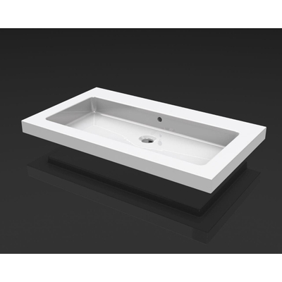 Wiesbaden Kera Wastafel enkel - zonder kraangat - 80x46x5cm - keramiek - glans wit