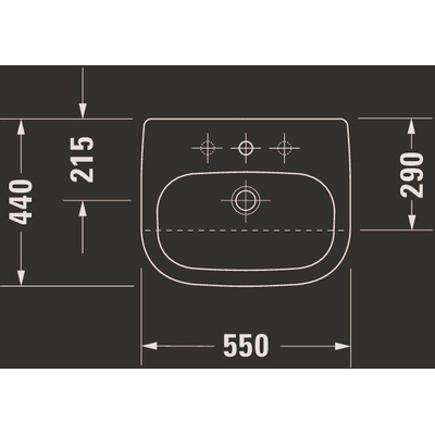 Duravit D-code Halfinbouwwastafel - 55x44cm - met 1 kraangat - met overloop - wit