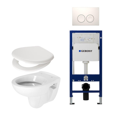 Plieger Compact ensemble WC complet avec réservoir encastré, cuvette de toilette compacte blanche, abattant et plaque de commande blancs