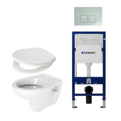 Plieger Compact toiletset compleet met inbouwreservoir, compacte toiletpot wit, zitting en bedieningsplaat Delta 50 wit