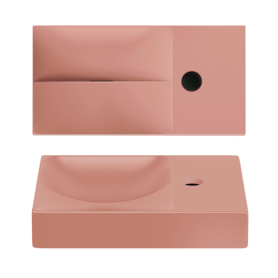 Clou Vale fontein 38 cm met kraangat rechts mat roze keramiek