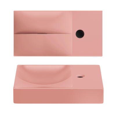 Clou Vale lave-mains 38 cm avec trou de robinet à droite rose mat céramique