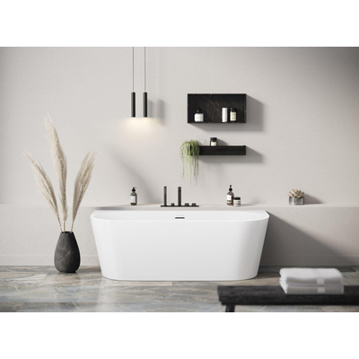 Looox Cool baignoire semi-îlot - 170x80x57cm - Acrylique mat blanc