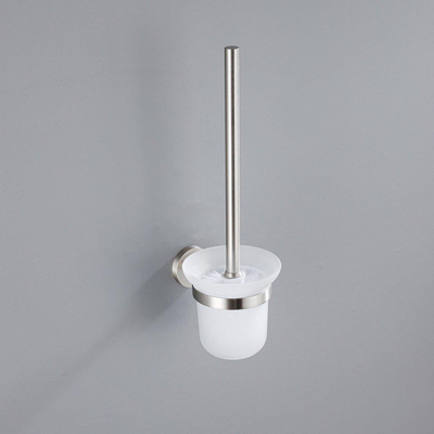 Fortifura Calvi Toiletset 3-delig - toiletrolhouder - met klep - toiletborstel - handdoekhaak enkel rond - PVD - geborsteld RVS