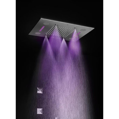 Hotbath Mate douche de tête encastrée 48x63cm rectangulaire avec spray éclairage LED nickel brossé