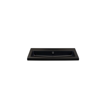 HR badmeubelen Djazz Lavabo - 81x45.5x4cm - 0 trous de robinet - céramique noir mat