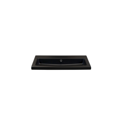 HR badmeubelen Djazz lavabo en céramique 81x455x4cm noir mat avec trou pour robinetterie