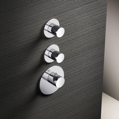 Hotbath Mate High Flow mitigeur thermostatique avec 2 robinets d'arrêt inclus partie encastrée nickel brossé