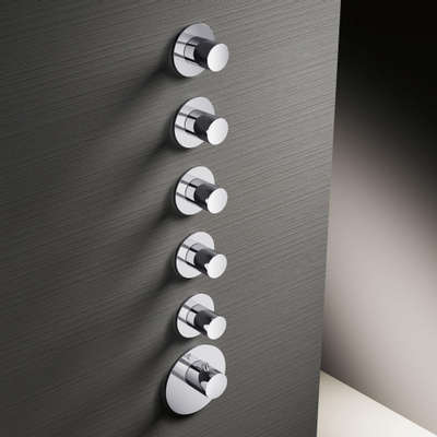 Hotbath Mate High Flow Thermostaatkraan - 5 stopkranen - inclusief inbouwdeel - geborsteld nikkel