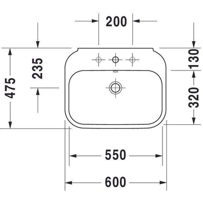 Duravit Happy D.2 Wastafel - 60x47.5 cm - met kraangat - met overloop - wit