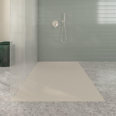 Villeroy & Boch Ecora douchebak - 160x100x4.5cm - afvoer korte zijde - almond (beige)