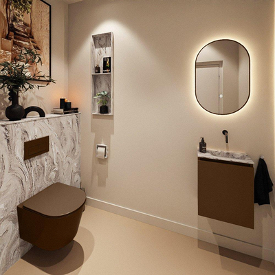MONDIAZ TURE-DLUX 40cm toiletmeubel Rust. EDEN wastafel Glace positie rechts. Zonder kraangat.