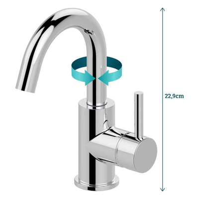 Wiesbaden Caral Mitigeur lavabo avec bec pivotant chrome