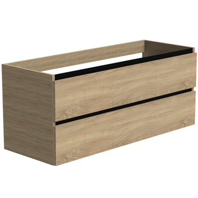 Thebalux onderkast type1 120cm 2x lade greeploos 2x alu greeplijst mat zwart 2x uitsparing tbv wastafels Epic Slimline Soft en Glacier incl witte sifonset