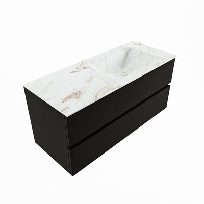 Mondiaz VICA-DLUX Ensemble de meuble de salle de bain - 110cm - meuble sous-vasque urban - 2 tiroirs - lavabo encastré cloud droite - sans trous de robinet - version haute de 60cm - frape