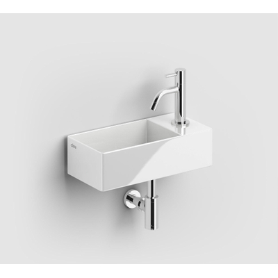 Clou New Flush 3 fontein 35x18cm inclusief plug met kraangat keramiek glanzend wit