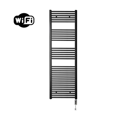 Sanicare HVW Elektrische Radiator - 172x60cm - 1127W - wifi - thermostaat - chroom - rechtsonder - mat zwart