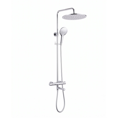 Fortifura Calvi Regendoucheset - thermostatisch - 30cm hoofddouche - gladde slang - ronde handdouche - draaibare baduitloop - chroom