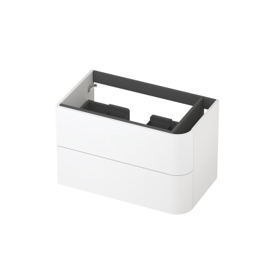 INK Concept R Wastafelonderkast - 80x45x52cm - 2 lades - opliggende grepen - afgeronde hoek rechts - MDF lak - mat wit