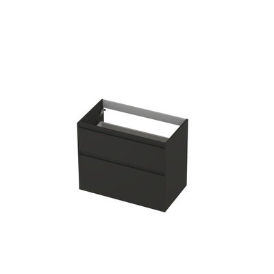 INK Wastafelonderkast - 80x45x65cm - 2 lades - greeploos - MDF lak - Antraciet mat