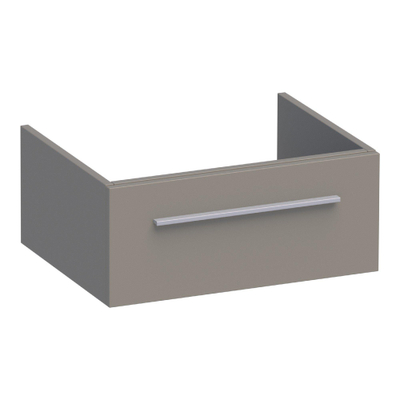 Saniclass Sharp Wastafelonderkast - 60x46x25cm - 1 softclose lade - zonder greep - 1 sifonuitsparing - MDF - mat taupe