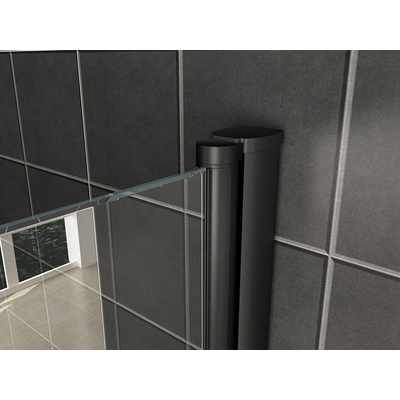 Wiesbaden uni cabine de douche avec 2 portes tournantes 90x90x200cm verre clair 8 avec nano noir mat