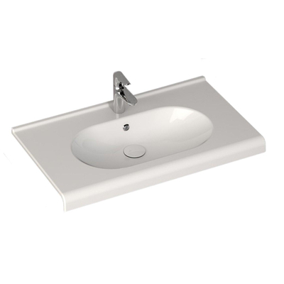 Sanicare q9 lavabo 80x47cm 1 trou pour robinet avec trop-plein rectangle céramique blanc