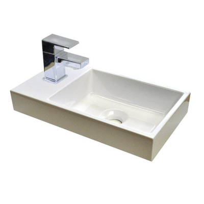 Sanicare q40 ensemble de meubles de toilette 40x22x50,5cm 1 trou de robinet 1 lavabo 1 porte poignée standard avec miroir mdf blanc brillant