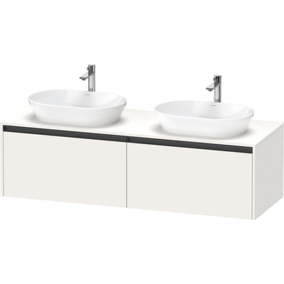 Duravit ketho meuble sous 2 lavabos avec plaque console et 2 tiroirs pour double lavabo 160x55x45.9cm avec poignées blanc anthracite super mat