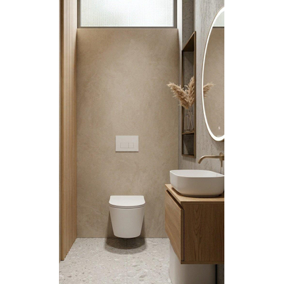 QeramiQ Dely Toiletset - 36.3x51.7cm - diepspoel - rimless - Geberit UP320 inbouwreservoir - met Burda frame - softclose toilet zitting - 35mm - glans witte bedieningsplaat - rechthoekige knoppen - glans wit