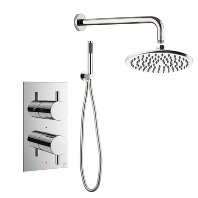 Crosswater MPRO Robinet de douche encastrable 20cm - douche pluie murale - douchette à main - chrome